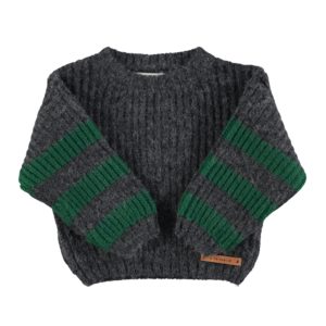Jersey Tricot Grey & Green Stripes PiuPiuChick