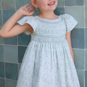 Vestido Blanca Verde Tartaleta