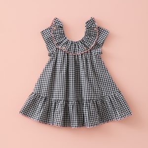 Vestido Bordados Vichy Negro Mi Canesu